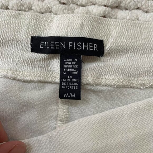 Eileen Fisher White Crepe Stretch Slim Ankle Pants - Size Medium - Picture 6 of 7